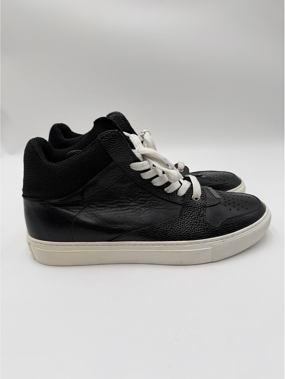Men’s Versace Collection black leather high-top Lace Up sneakers Size 42